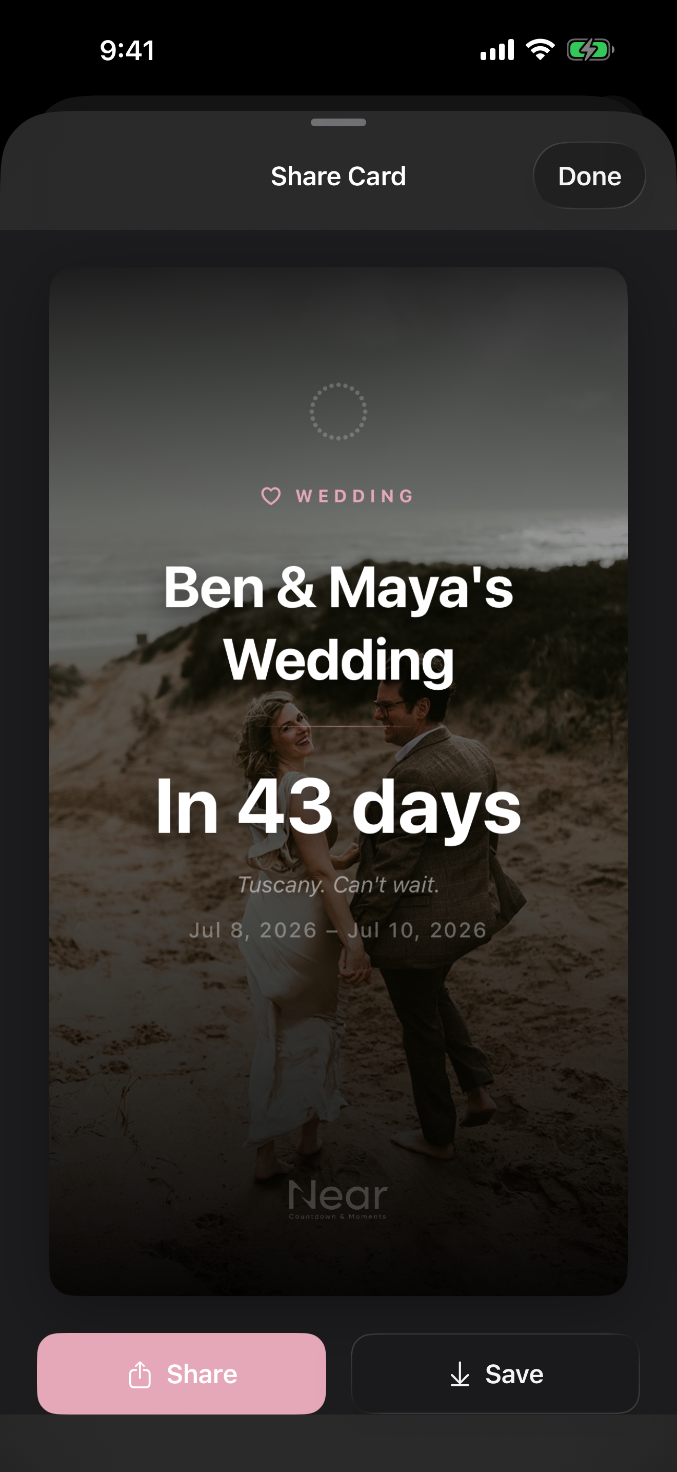 Shareable moment card for Instagram Stories