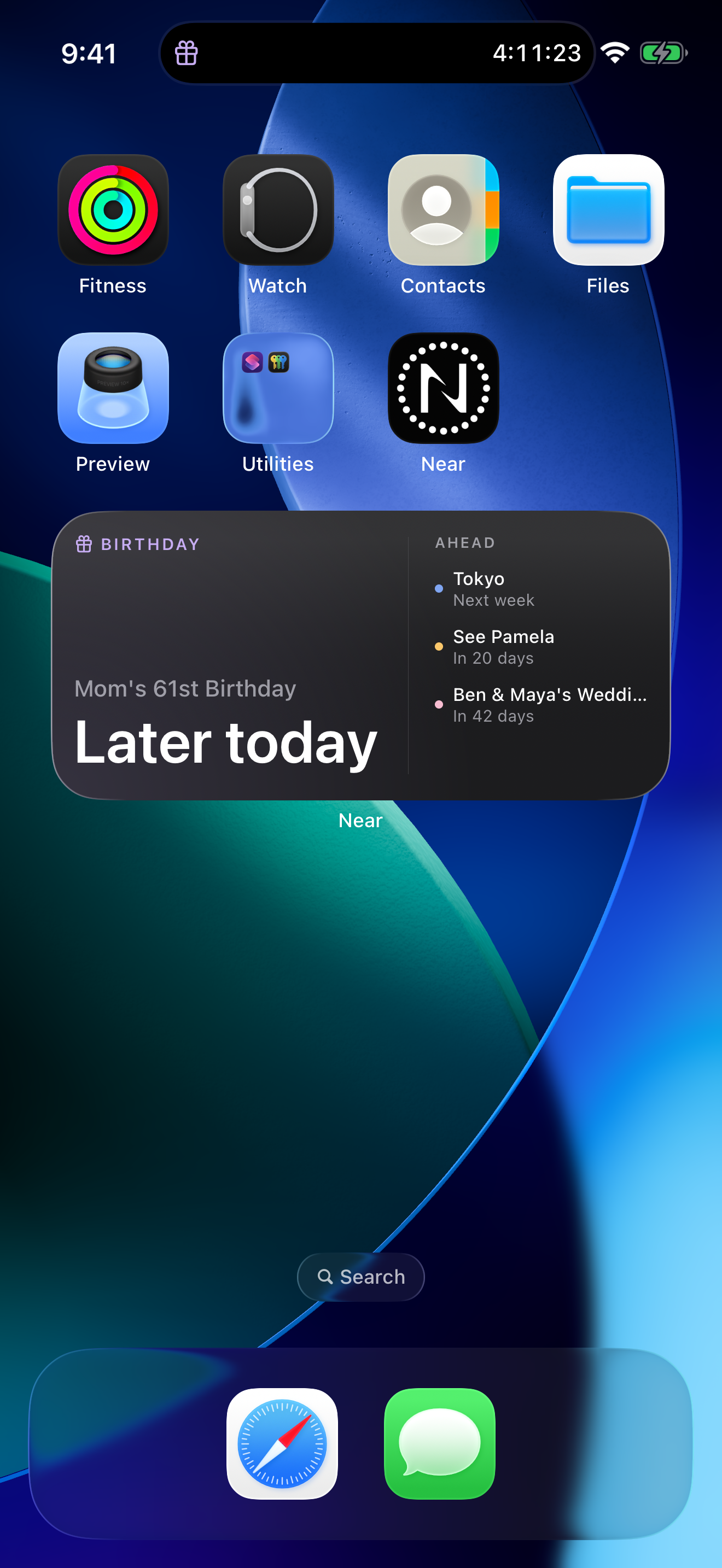 Near widget on iPhone home screen